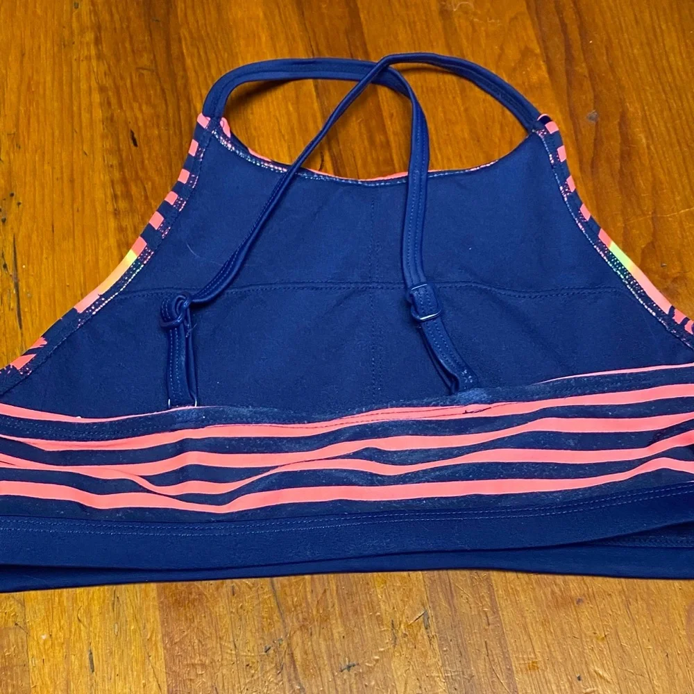 Justice Neon Coral & Navy Swim Top